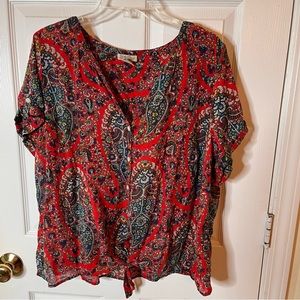 Lucky brand live in love 3X multi color blouse